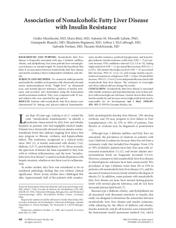 (PDF) Association of Nonalcoholic Fatty Liver Disease With Insulin ...