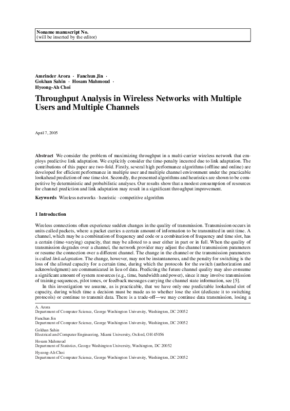 (PDF) Throughput analysis in wireless networks with multiple users and ...