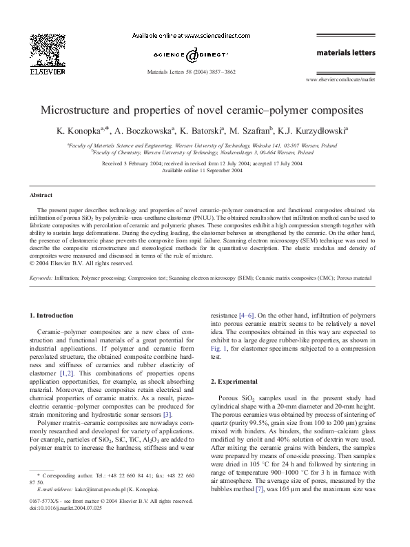 (PDF) Microstructure and properties of novel ceramic–polymer composites