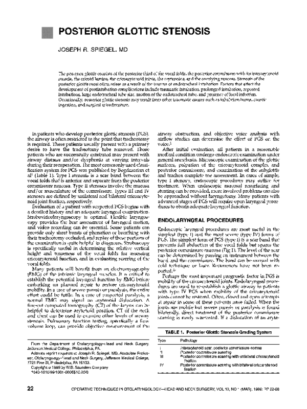 (PDF) Posterior glottic stenosis Joseph Spiegel Academia.edu