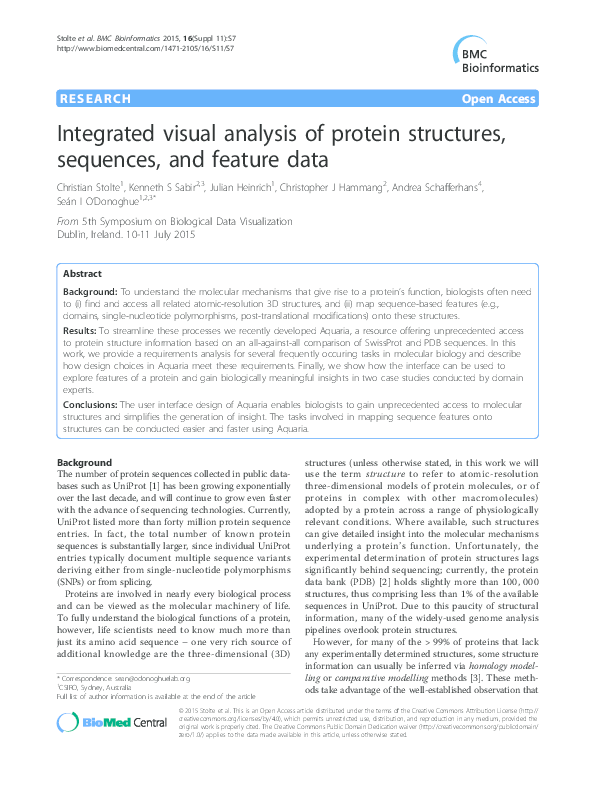 (PDF) Integrated visual analysis of protein structures, sequences, and ...