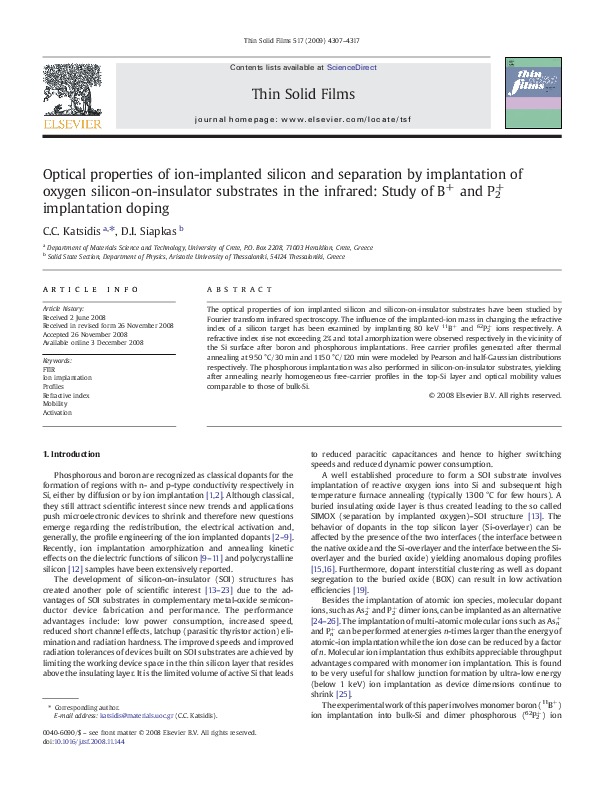 (PDF) Optical properties of ion-implanted silicon and separation by ...