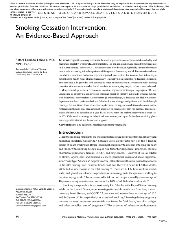 (PDF) Smoking Cessation Intervention An EvidenceBased Approach