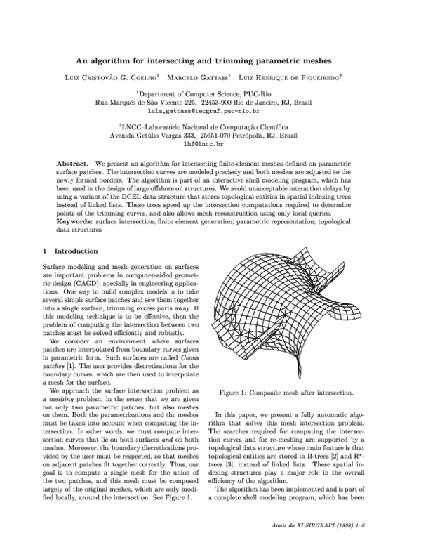 (PDF) An algorithm for intersecting and trimming parametric meshes