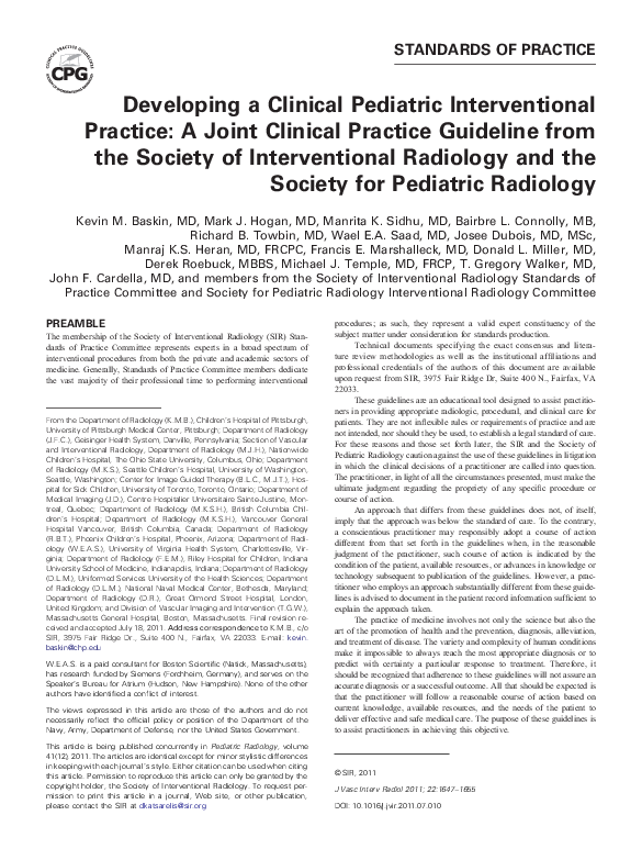 (PDF) Developing a Clinical Pediatric Interventional Practice A Joint