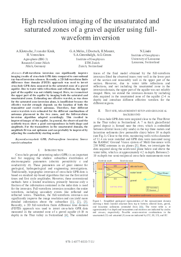 (PDF) High resolution imaging of the unsaturated and saturated zones of ...