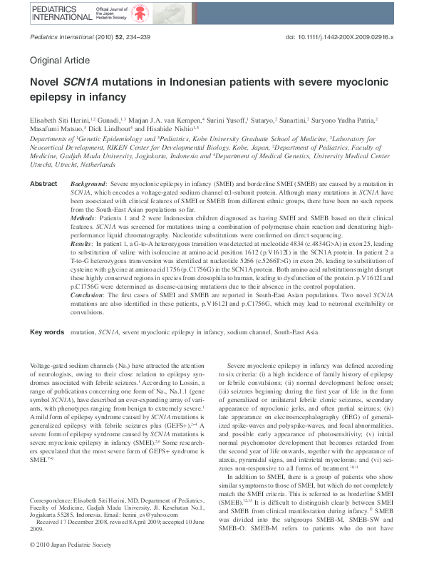 (PDF) Novel SCN1A mutations in Indonesian patients with severe ...