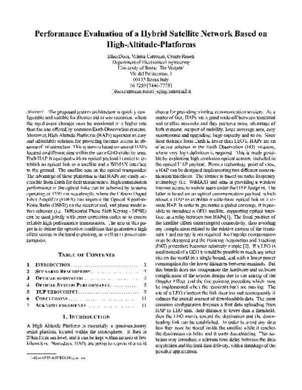 (PDF) Performance Evaluation of a Hybrid Satellite Network Based on ...