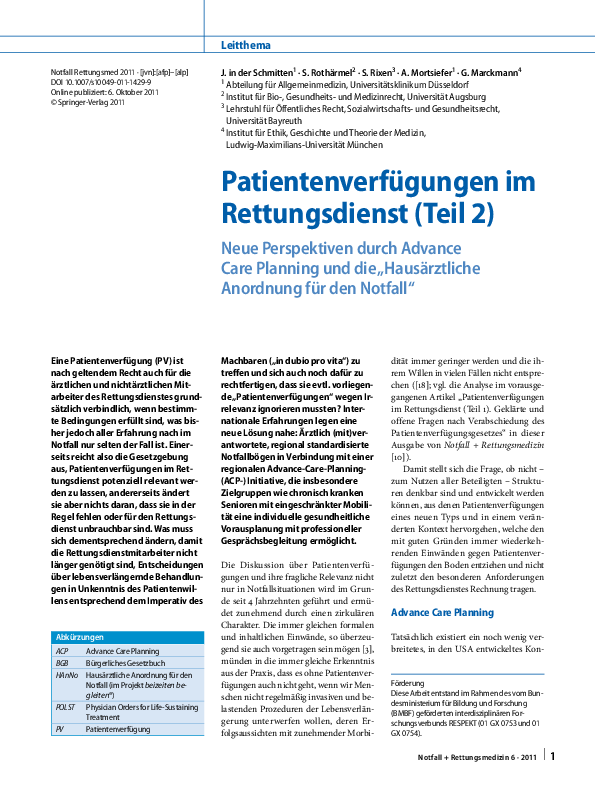 Pdf Patientenverfugungen Im Rettungsdienst Teil 2 Georg Marckmann Academia Edu