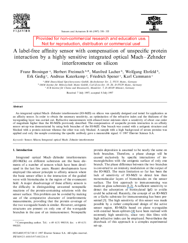 (PDF) A label-free affinity sensor with compensation of unspecific ...