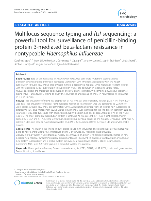 (PDF) Multilocus sequence typing and ftsI sequencing: a powerful tool ...