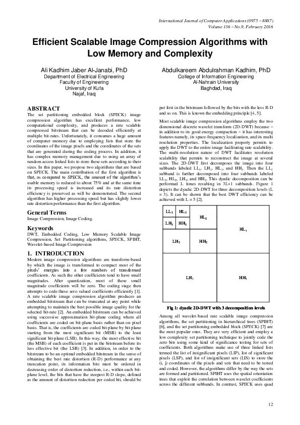 (PDF) Efficient Scalable Image Compression Algorithms with Low Memory ...