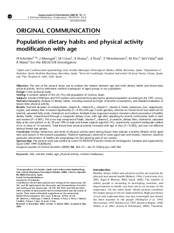 (PDF) Population dietary habits and physical activity modification with