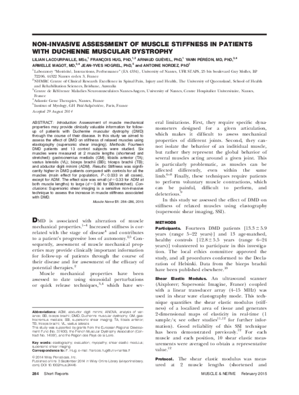 (PDF) Non-invasive assessment of muscle stiffness in patients with ...