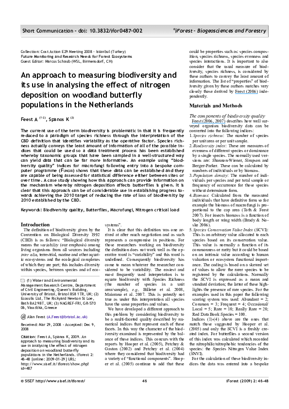 (PDF) Improving the assessment and monitoring of forest biodiversity