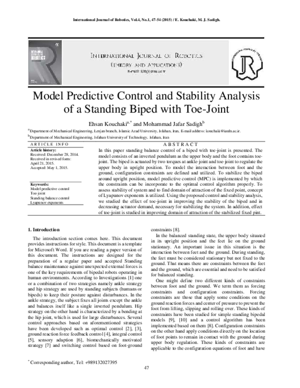 Model Predictive Control and Stability Analysis of a Standing Biped ...