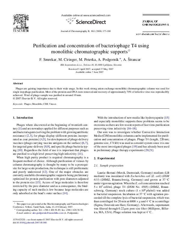 (PDF) Purification and concentration of bacteriophage T4 using ...