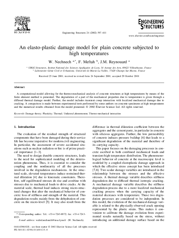 (PDF) An elasto-plastic damage model for plain concrete subjected to ...