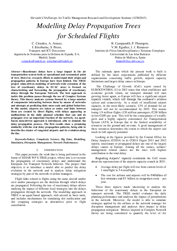 (PDF) Modelling Delay Propagation Trees for Scheduled Flights