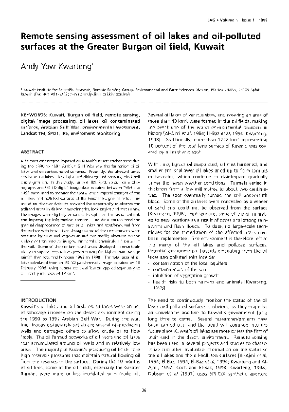 (PDF) Remote sensing assessment of oil lakes and oil-polluted surfaces ...