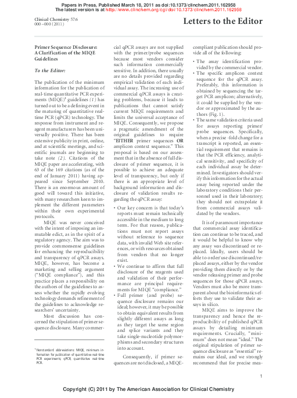 Digital Miqe Guidelines Pdf | MIQE and RDML Guidelines – VSSJZI