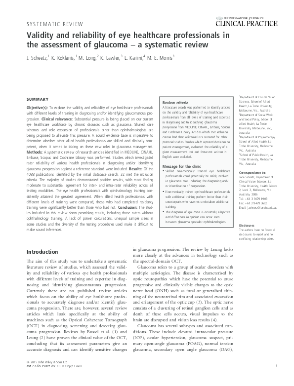 (PDF) Validity and reliability of eye healthcare professionals in the ...