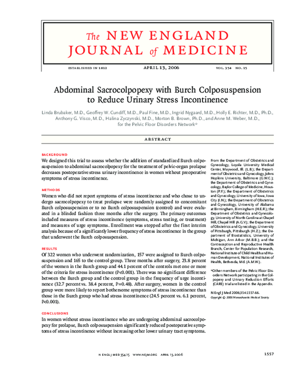 (PDF) Abdominal Sacrocolpopexy with Burch Colposuspension to Reduce ...
