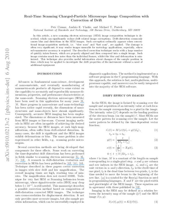 (PDF) RealTime Scanning ChargedParticle Microscope Image Composition with Correction of Drift