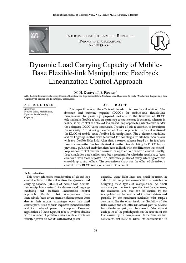 Dynamic Load Carrying Capacity of Mobile Base Flexiblelink