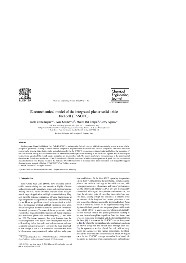 (PDF) Electrochemical model of the integrated planar solid oxide fuel ...