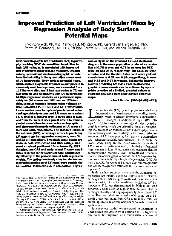 (PDF) Improved prediction of left ventricular mass by regression ...