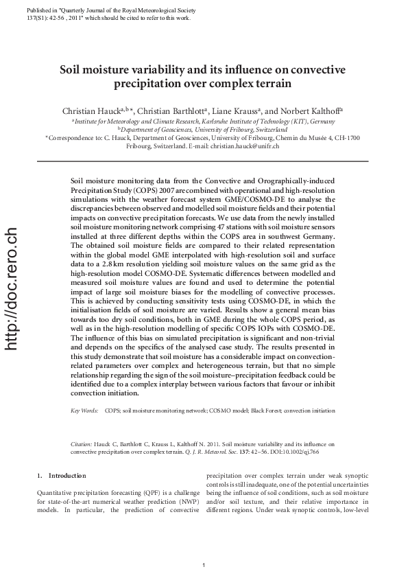(PDF) Soil moisture variability and its influence on convective ...