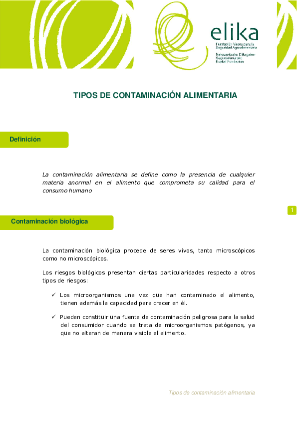(PDF) Tipos de contaminacion alimentaria