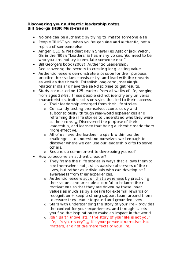 Discovering your authentic leadership summary picture