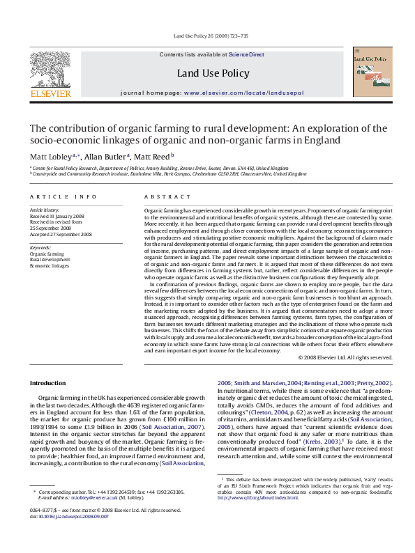 (PDF) The contribution of organic farming to rural development: An ...