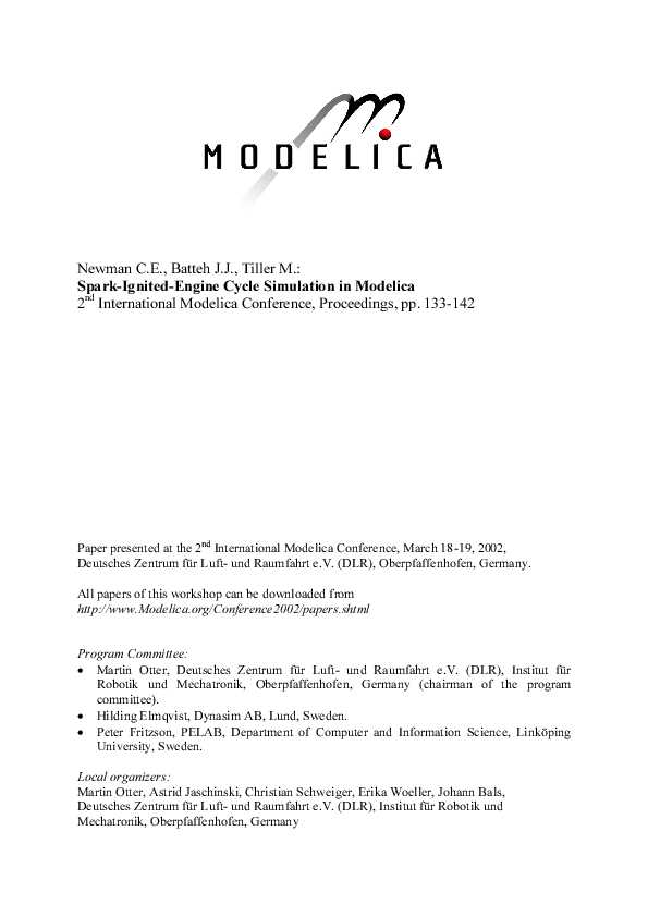 (PDF) Spark-Ignited-Engine Cycle Simulation in Modelica