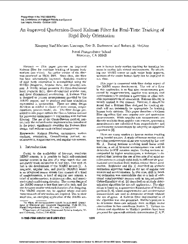 (PDF) An improved quaternion-based kalman filter for real-time tracking ...