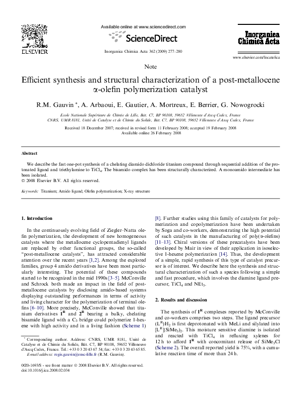 (PDF) Efficient synthesis and structural characterization of a post ...
