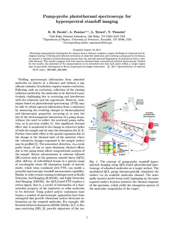 (PDF) Pump-probe photothermal spectroscopy for hyperspectral standoff ...