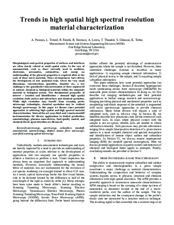(PDF) Trends in high spatial high spectral resolution material ...