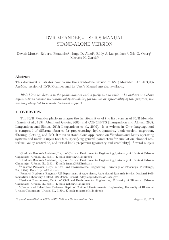 (PDF) RVR Meander-User's Manual Stand-Alone Version