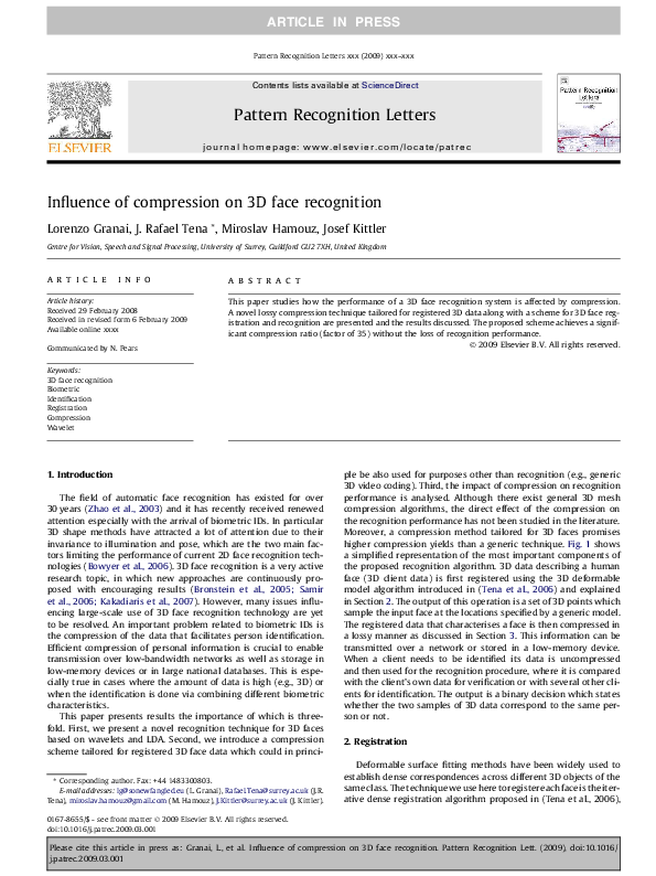 (PDF) Influence of compression on 3D face recognition