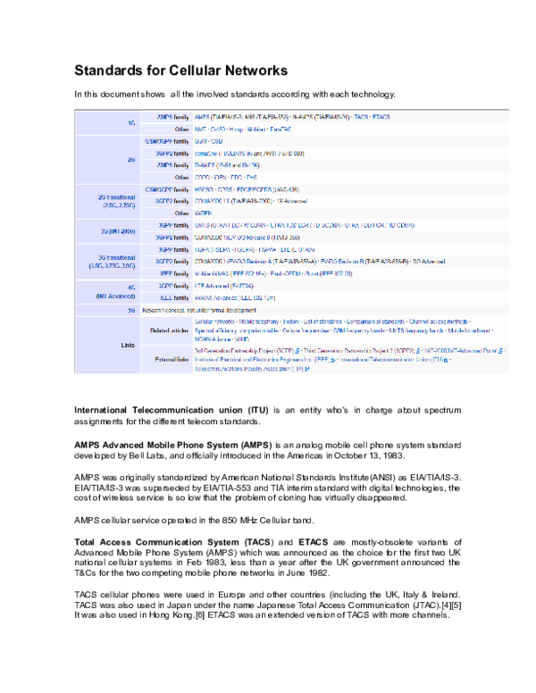 (DOC) Standards for Cellular Networks