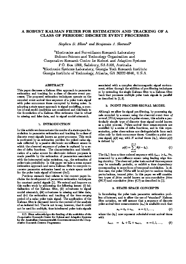 (PDF) A Robust Kalman Filter For Estimation And Tracking Of A Class Of ...