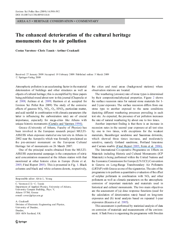 (PDF) The enhanced deterioration of the cultural heritage monuments due ...