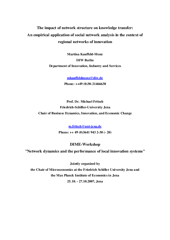 (PDF) The impact of network structure on knowledge transfer: an ...