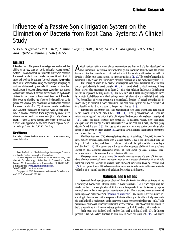 (PDF) Influence of a passive sonic irrigation system on the elimination