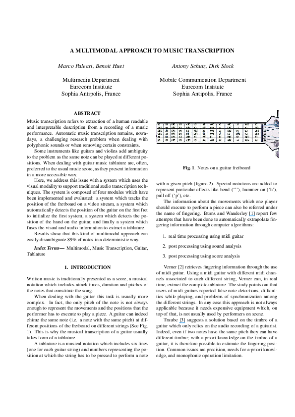 (PDF) A multimodal approach to music transcription
