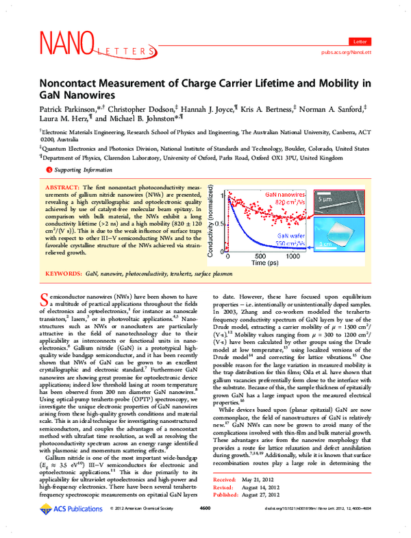 (PDF) Noncontact Measurement of Charge Carrier Lifetime and Mobility in