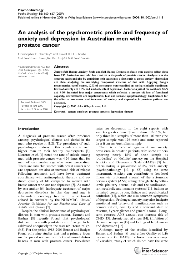 (PDF) An analysis of the psychometric profile and frequency of anxiety ...